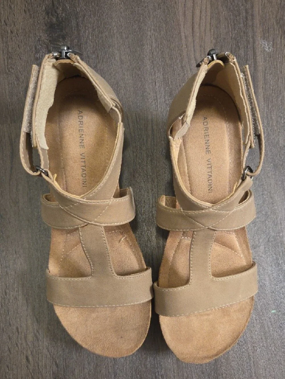 Adrienne Vittadini Tan Crisscross Espadrille Wedges
